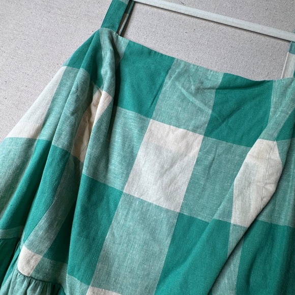 Ava & Viv Dresses & Skirts - Ava & Viv Green Gingham Linen Cotton Midi Dress Plus Size 4X Smocked Back Easter